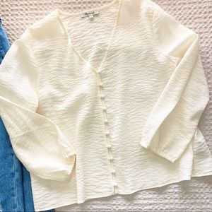 Madewell button up cream blouse oversized M L XL